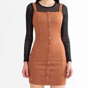 Iris Brown Faux Suede Dress LARGE- NWT